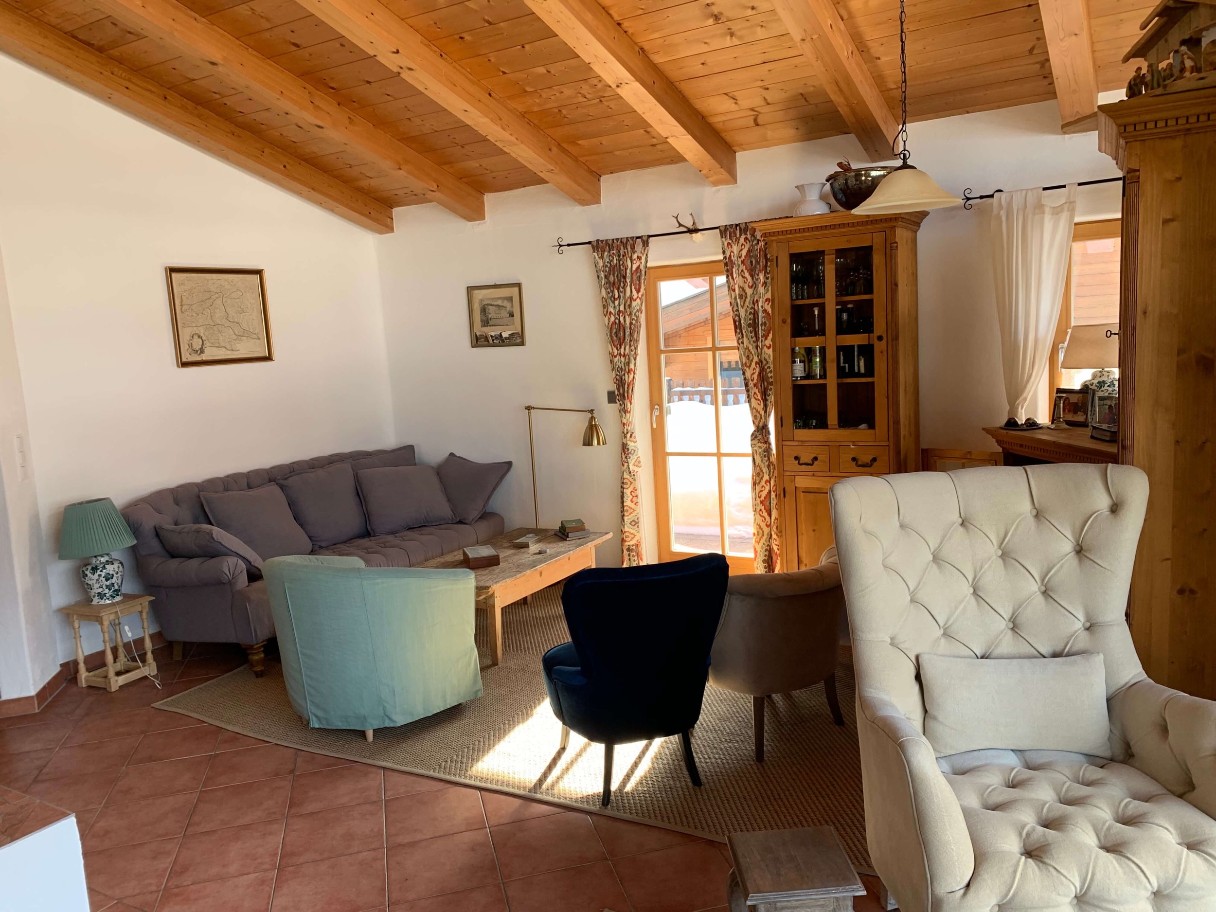 Wohnzimmer Ferienhaus Aurach Kaiserblick 17