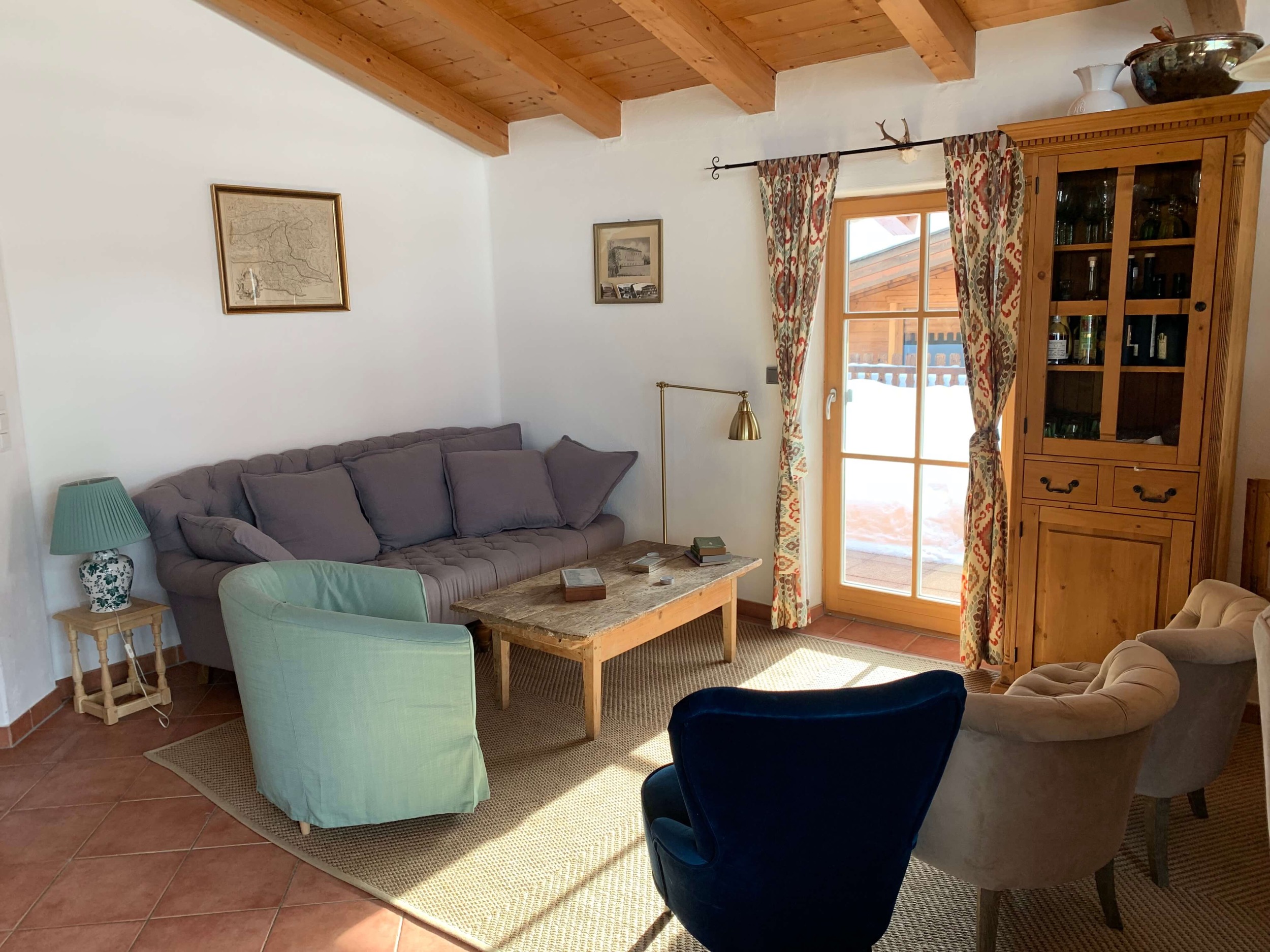 Wohnzimmer Ferienhaus Aurach Kaiserblick 30
